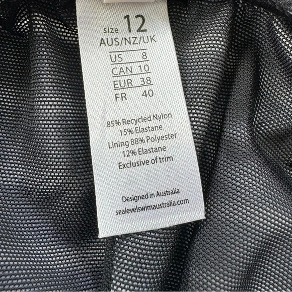 Sea Level Charmarel Lace Up Stripe Black One Piece Swimsuit Size 8 NWT - Picture 9 of 12